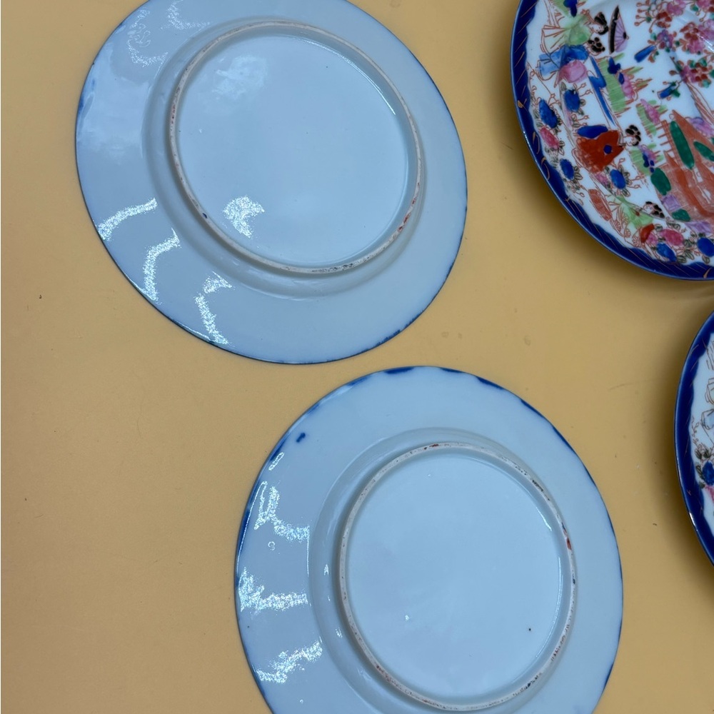 Vintage geisha hand painted plates cobalt blue set of 6, Asian decor - Picture 5 of 9